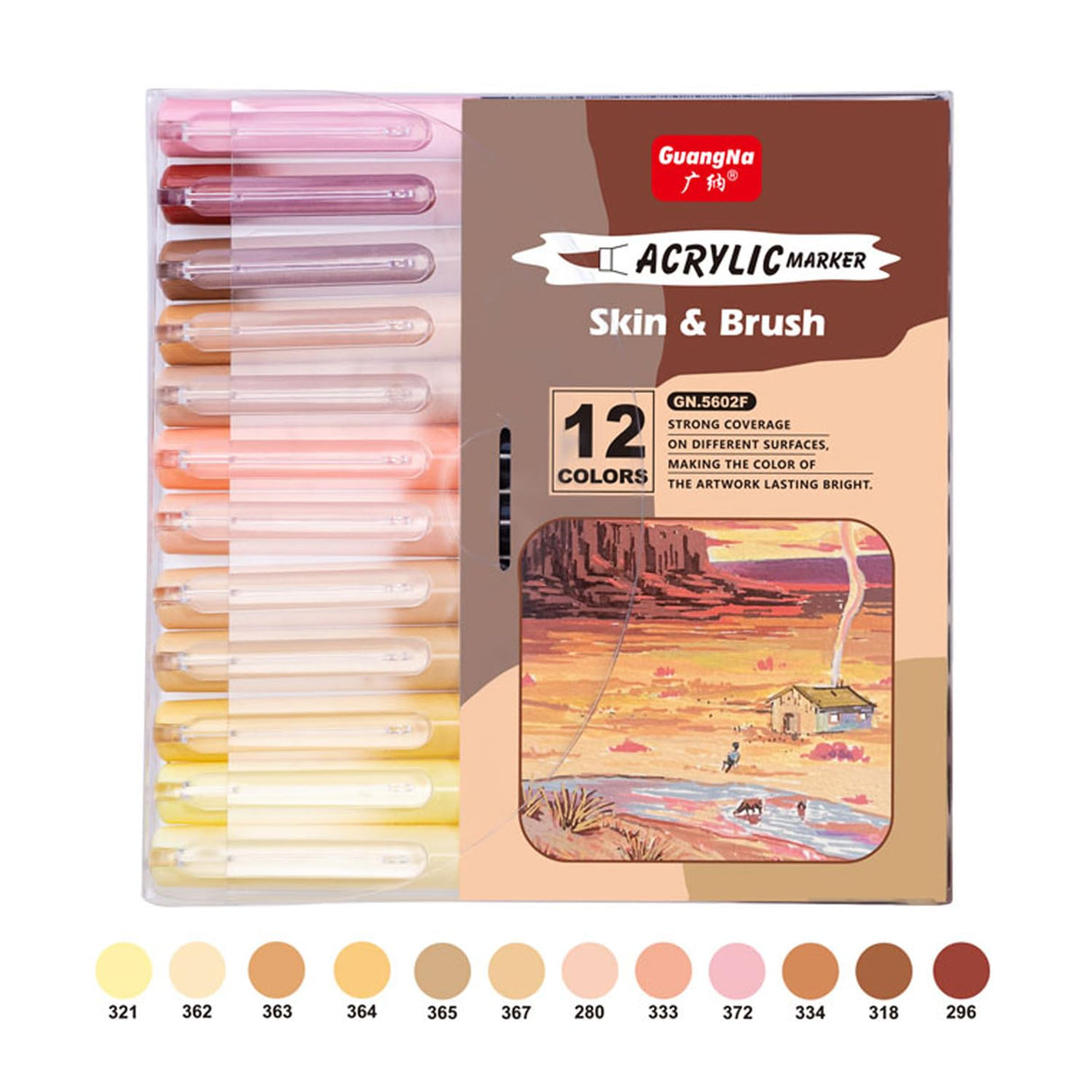 KsopiaVobs Skin Tones Art Markers, Acrylic Paint Pens Skin Colors Paint Markers for Wood,Glass,Fabric,Rocks Painting,Illustration Sketching, Extra Fine Tip (Set of 12,Brush Tip) KsopiaVobs