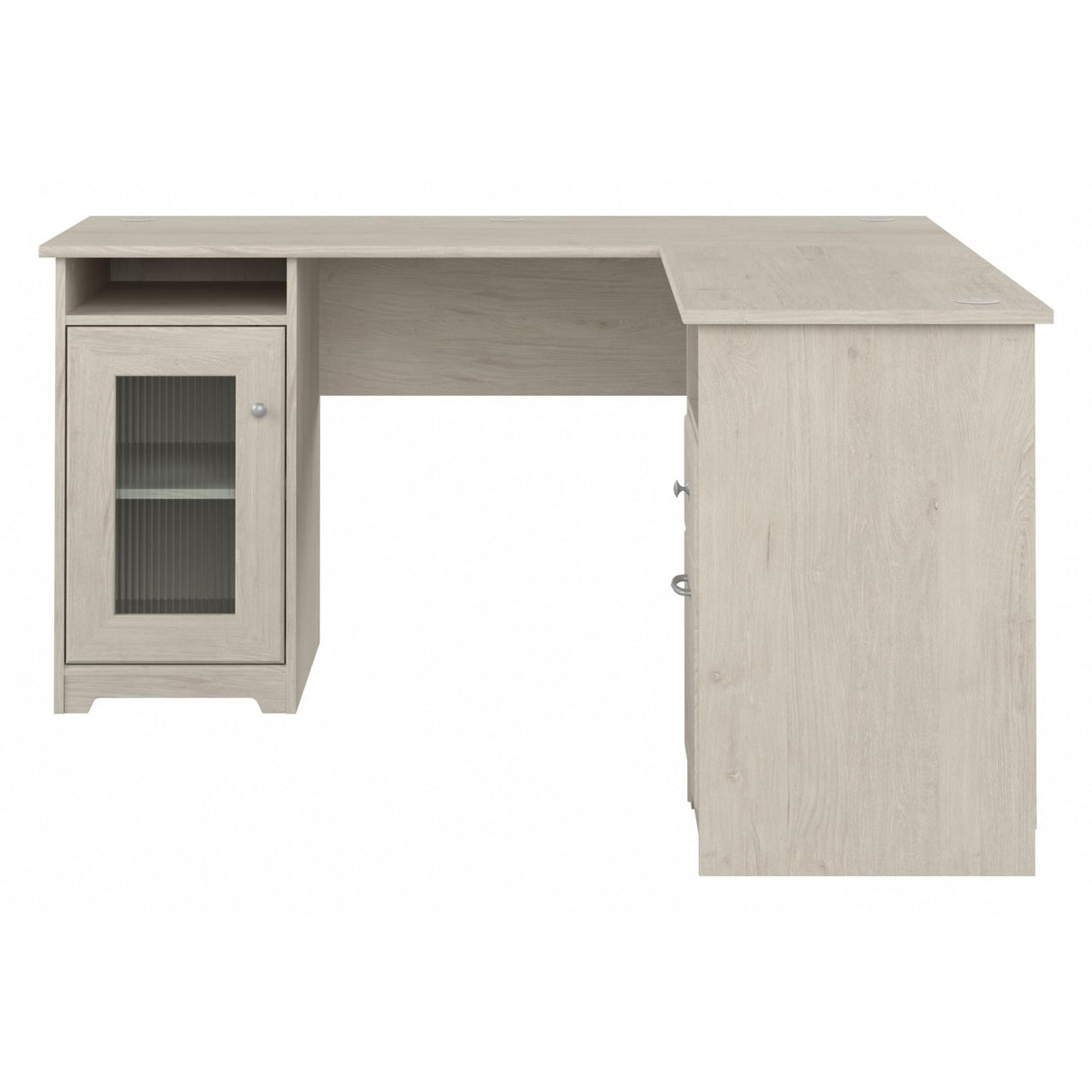Bush Furniture Cabot 60W L Shaped Computer Desk with Storage in Linen White Oak Bush Business Furniture