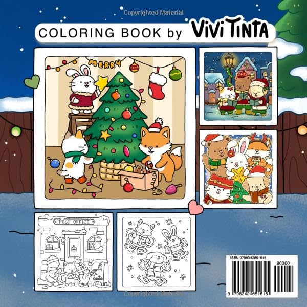 Fuzzy Hygge: Christmas Vibes Coloring Book for Adults & Teens Featuring Cozy Festive Holiday Winter Scenes with Adorable Animals Characters (Fuzzy Friends Coloring) Vivi Tinta