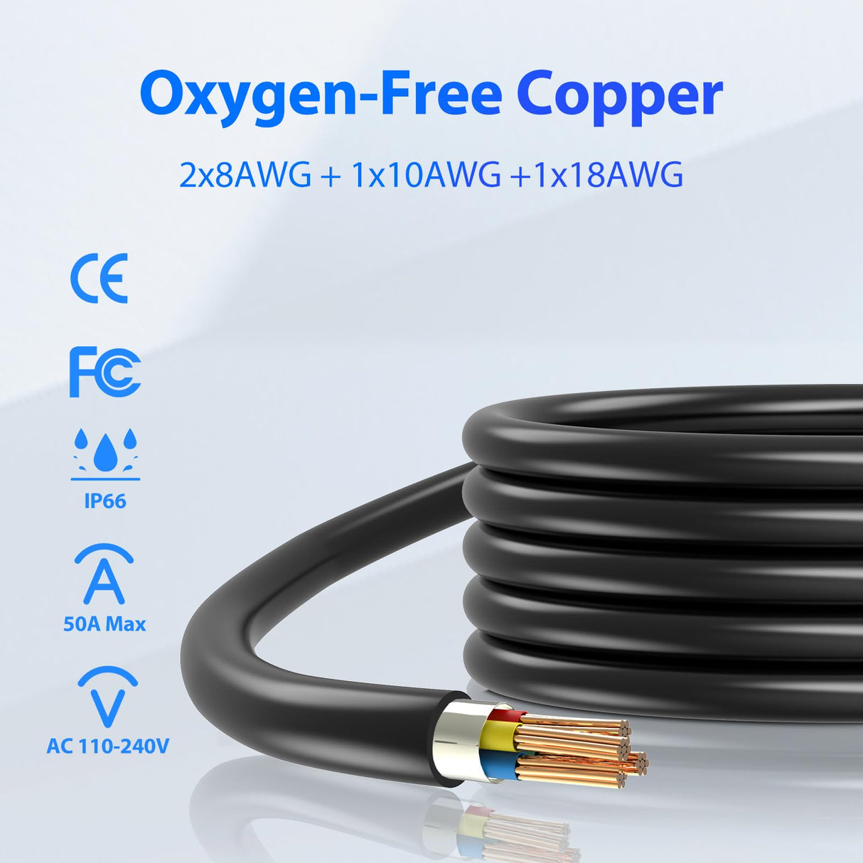 EVDANCE Extension Cord for Tesla 21ft Extension Cable Max Support 12KW 50Amp 240V with NACS Plug Extension Cord for Your Level 1&2 EV Charger Tesla Wall Connector EVDANCE