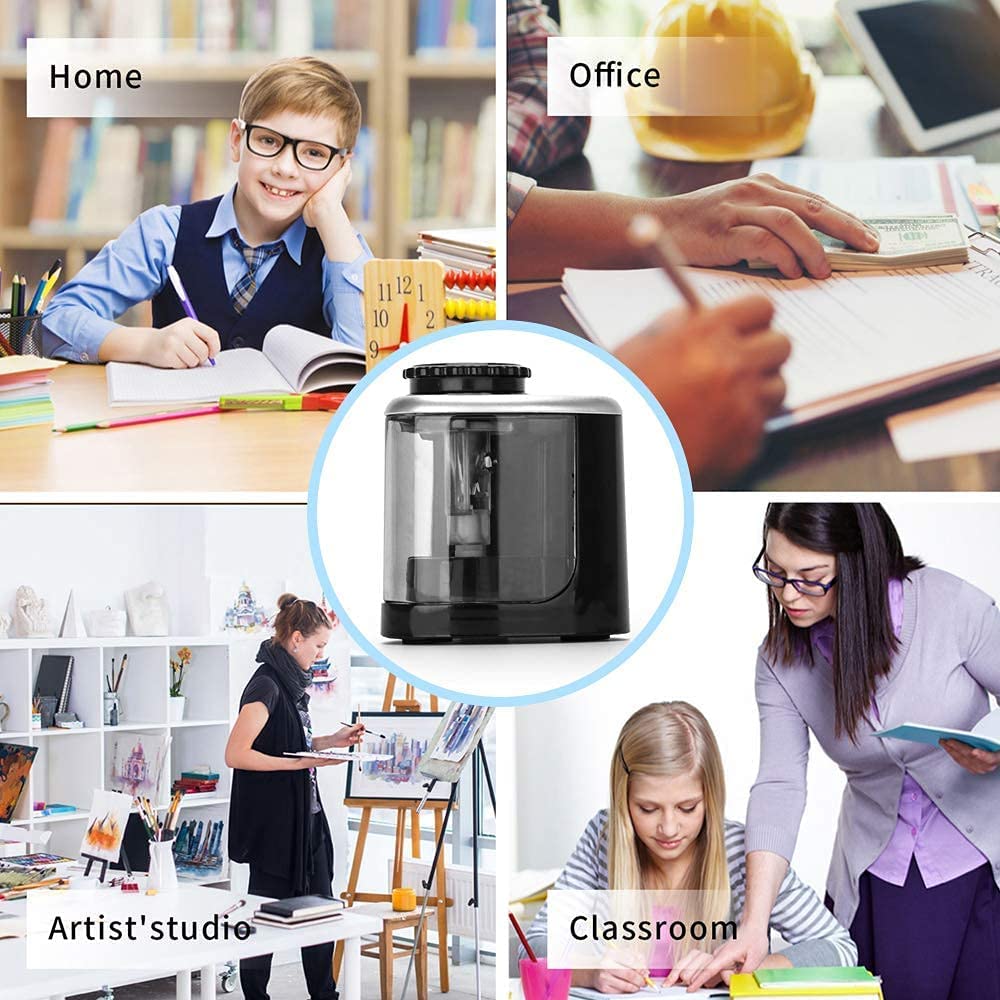 Aogwat Pencil Sharpener Electric Pencil Sharpener for Kids, Blade to Fast Sharpen, Suitable for No.2/School/Classroom/Office/Home (Black) Aogwat