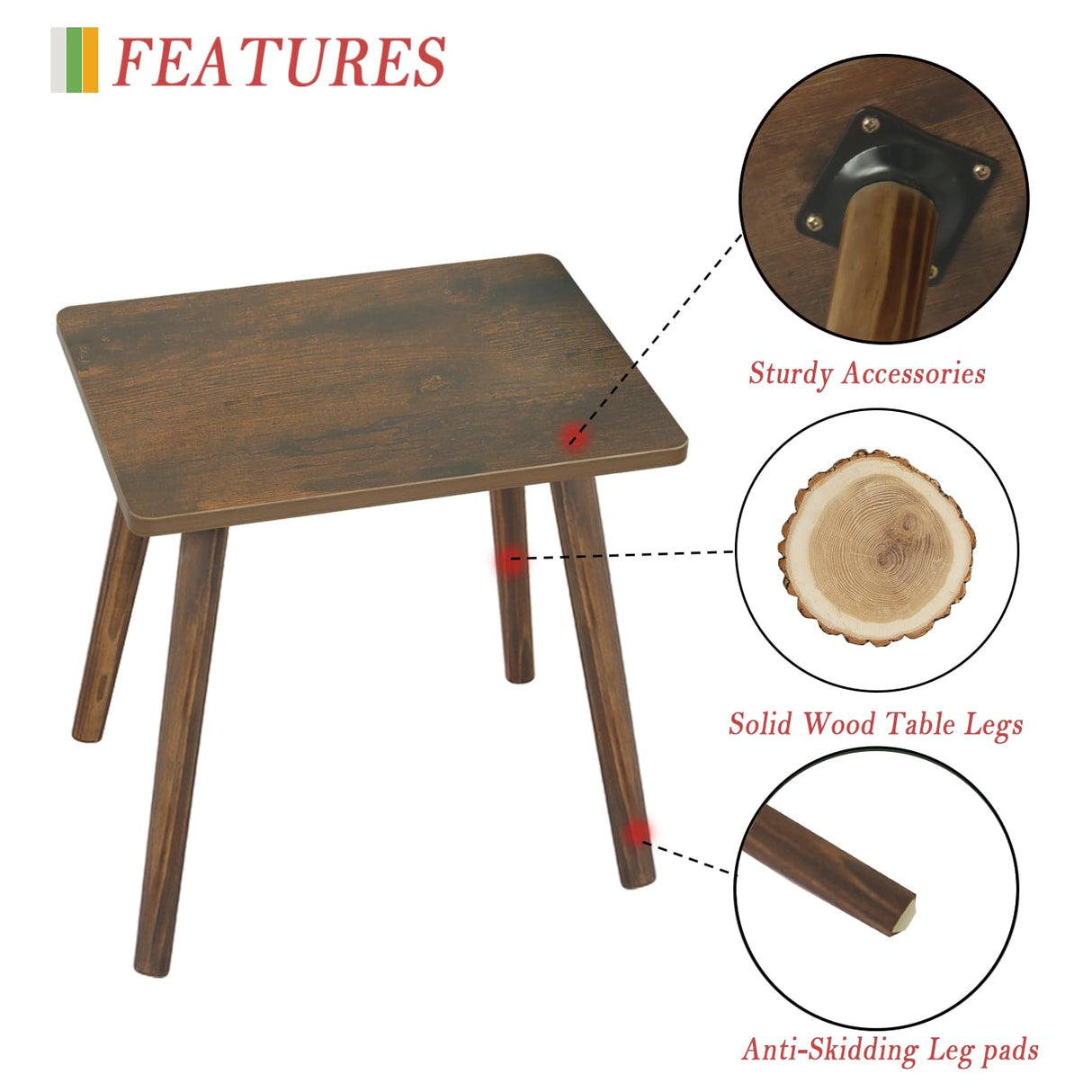 AWASEN Side Table, Small Wood End Table Living Room, Mini Bed Side Table Modern Accent Nightstand with Solid Wood for Bedroom Office Small Spaces, Rustic Brown AWASEN