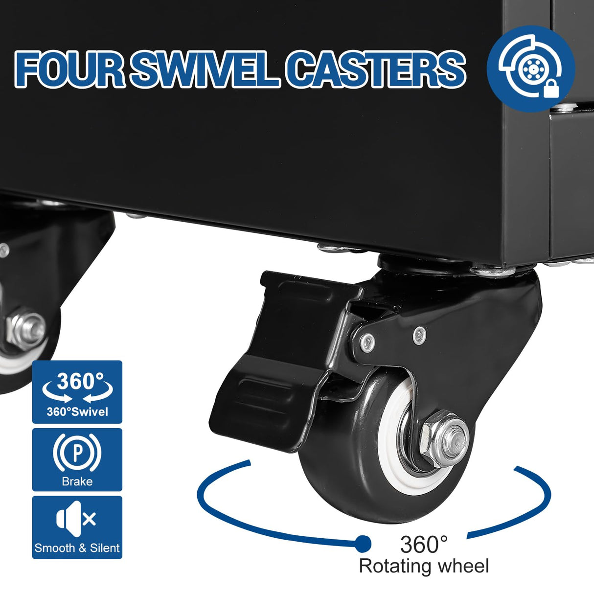 Fesbos 73" Metal Cabinet-Black Heavy Duty Rolling Storage Cabinet Steel Tool Cabinets with Wheels, Shelves, Lockable Doors and Drawers- for Garage, Pantry, Warehouse Home Office- Assembly Required Fesbos