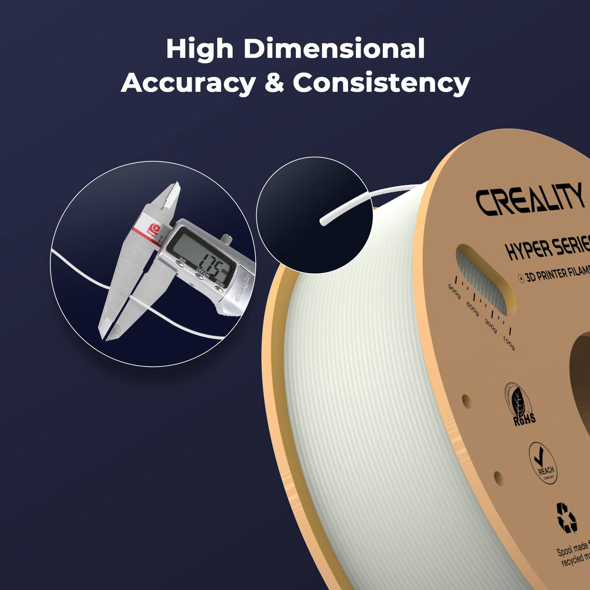 Creality Hyper PLA Filament Bundle 4KG Black & White, 3D Printer Filament Designed for High Speed 30-600mm/s, 1kg(2.2lbs)/Spool PLA Filament 1.75mm, Fits for Most FDM 3D Printers Creality