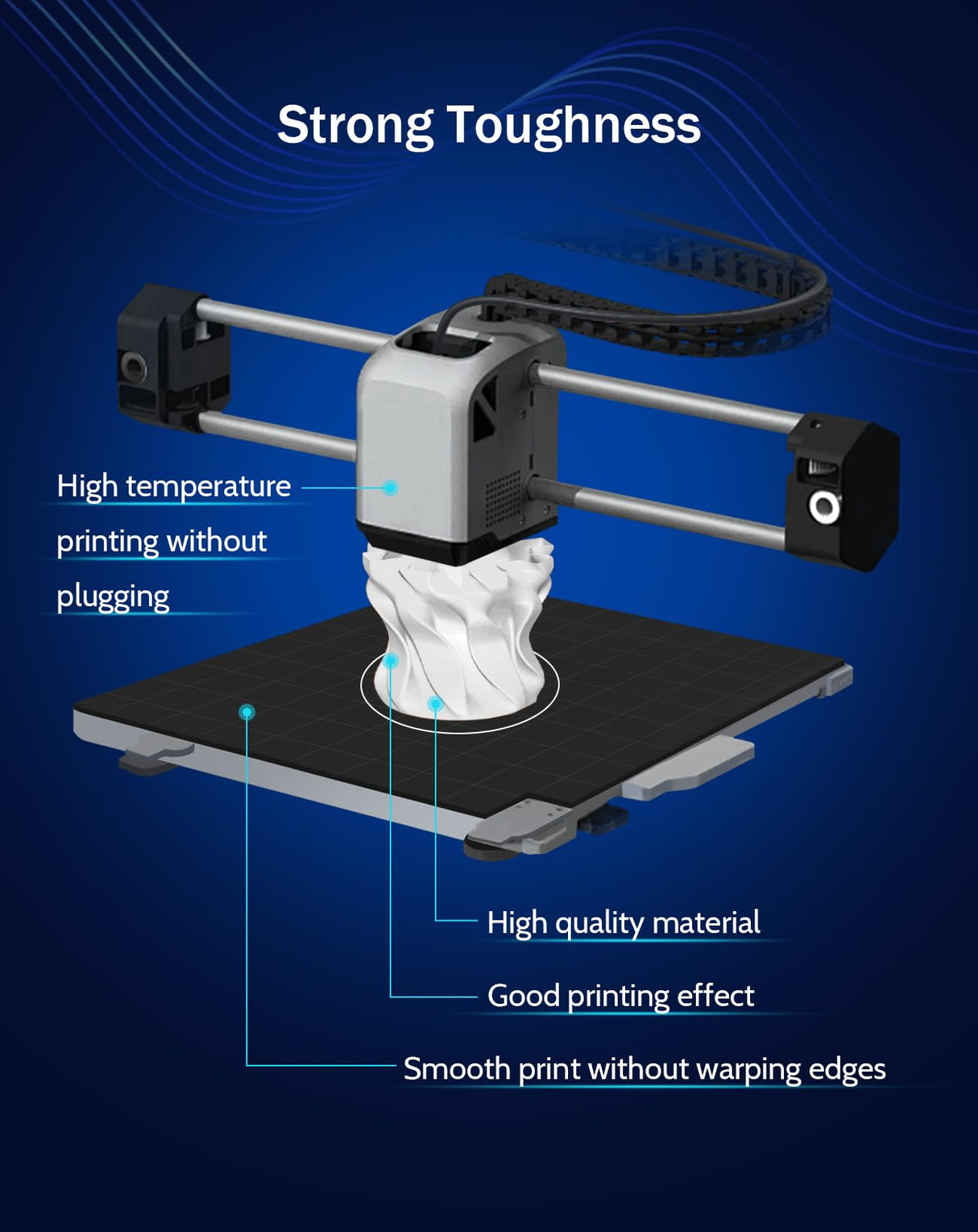 DURAMIC 3D PETG Filament 1.75mm White, 3D Printing Filament 1kg Spool(2.2lbs), White Filament 1.75mm Dimensional Accuracy +/- 0.05 mm Non-Tangling Non-Clogging Non-Stringing DURAMIC 3D