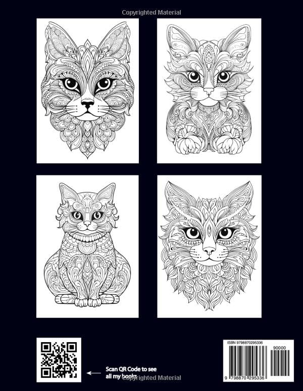 Adult Coloring Book: Cat Mandala Coloring For Relaxation And Stress Relief WoodArtSupply