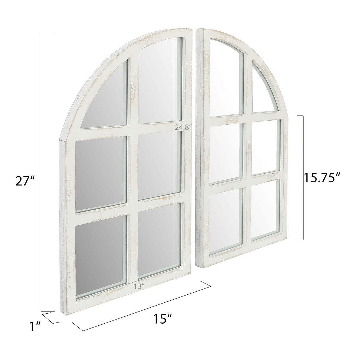 FLORA Farmhouse Mirror, Arch Window Wall Mirror for Kitchen Bedroom Living Room Wall Decor, Set of 2 FLORA