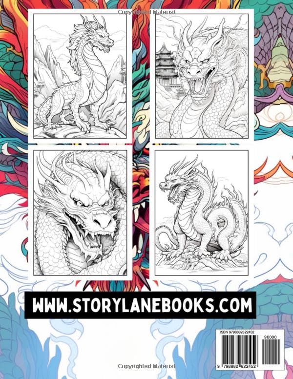 Mystical Dragons Year of the Dragon Adult Coloring Book (Adult Coloring Book Series) WoodArtSupply
