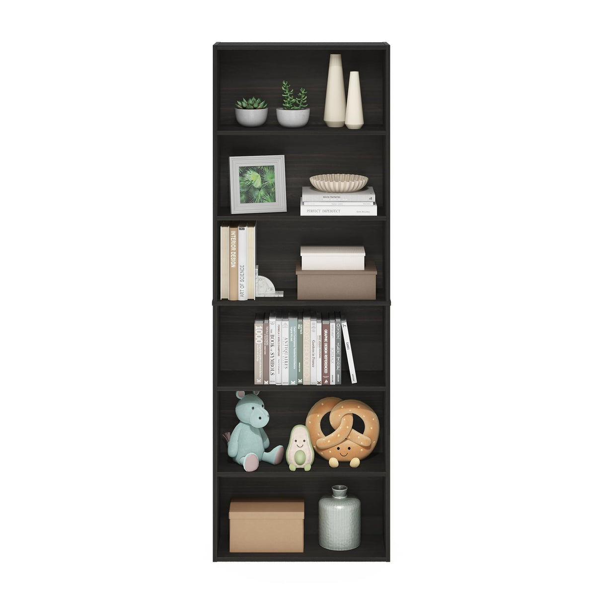 Furinno Jaya Simply Home Free Standing 6-Tier Open Storage Bookcase, Espresso Furinno