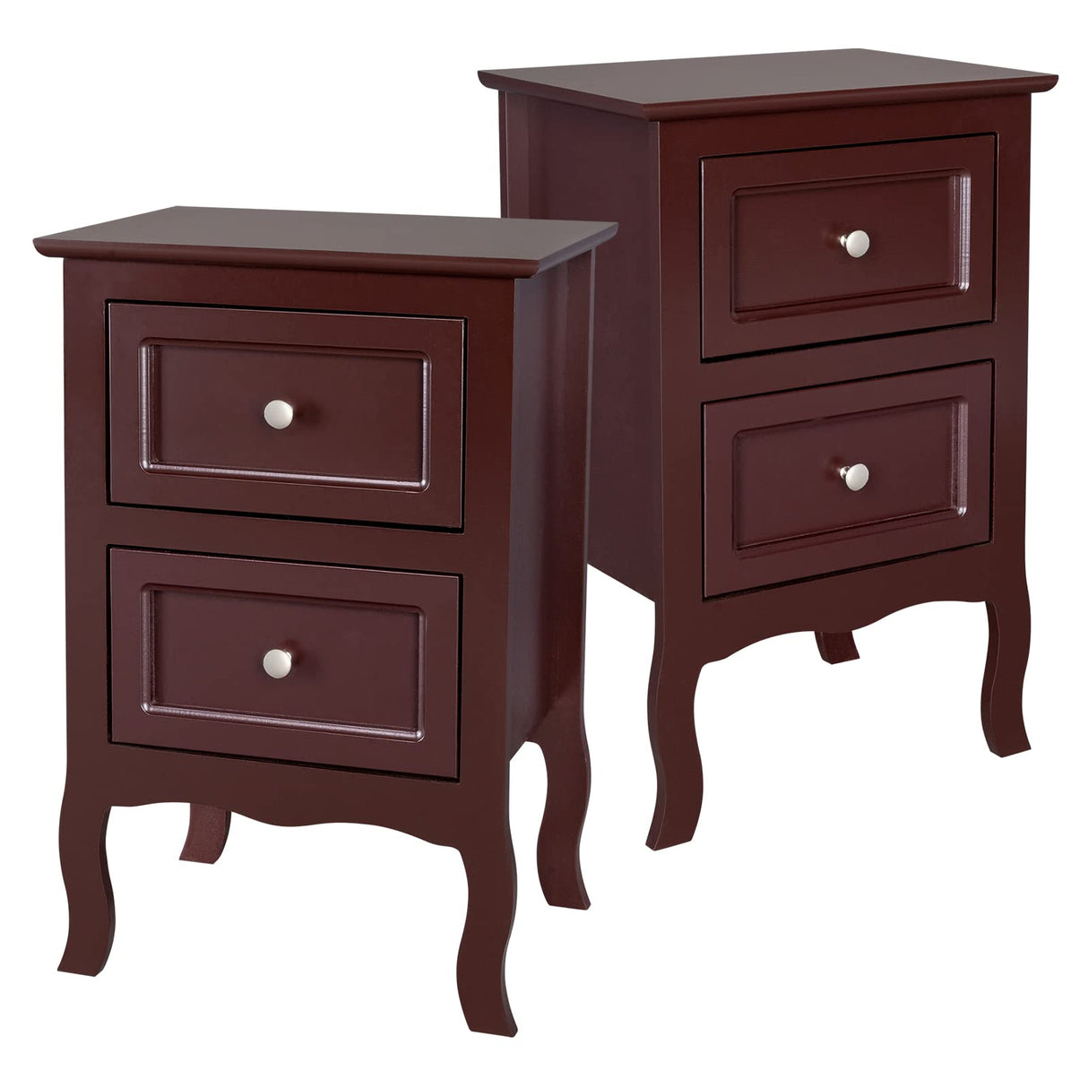Bonnlo Brown Nightstand Set of 2, Nightstands with 2 Drawers, Bed Side Table/Night Stand, Small Nightstand for Bedroom, Small Spaces, College Dorm, Kids’ Room, Living Room, Wood, 16W x 12D x 24H Bonnlo