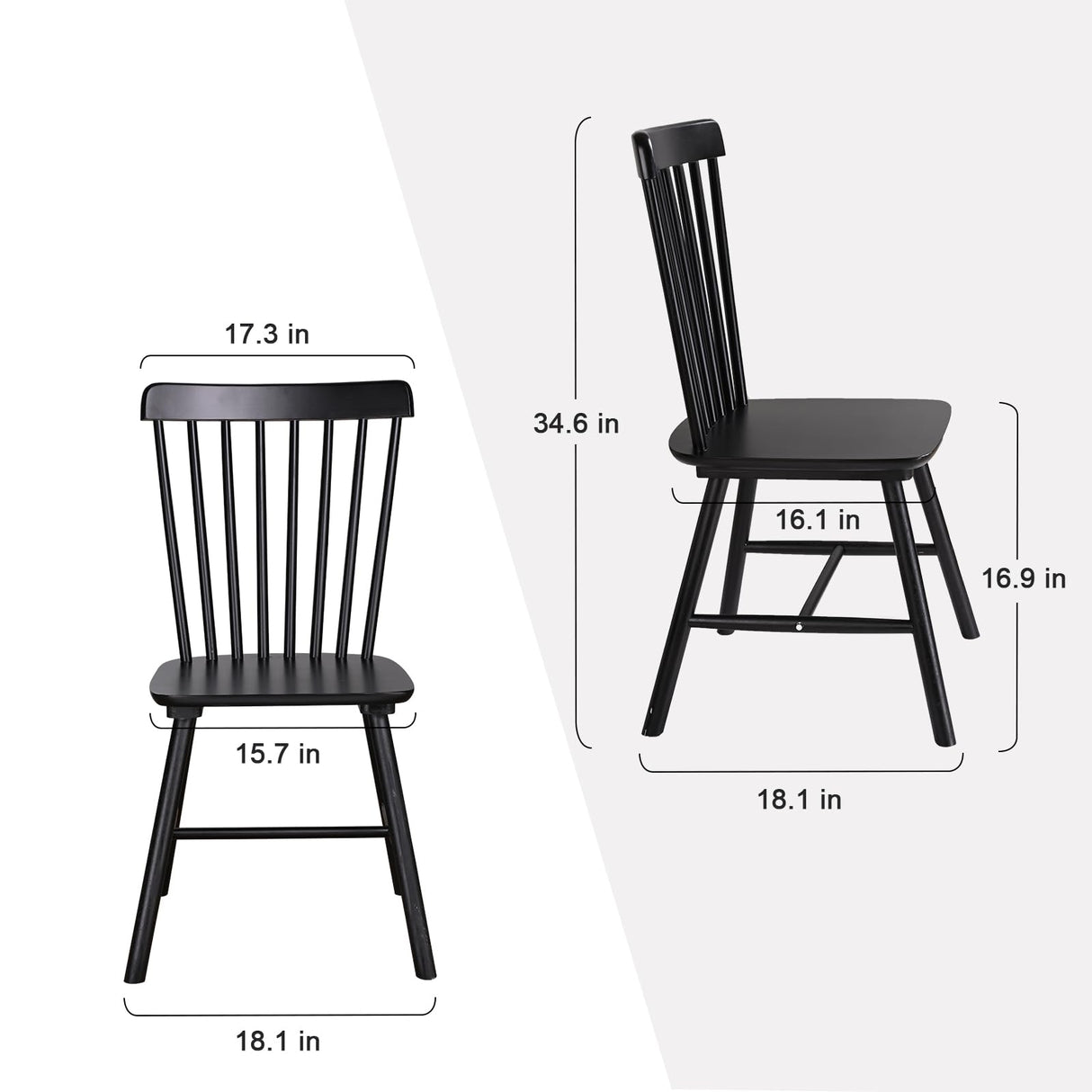GABOEEN Modern Dining Chairs, Windsor Chair Set of 4,Wooden Dining Chairs Wood Room Chair Black Spindle Side Kitchen Room Country Farmhouse Chairs GABOEEN