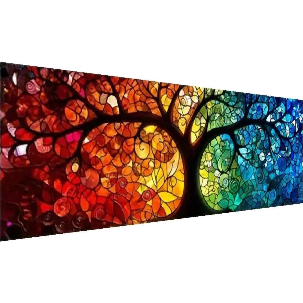 BOHADIY DIY 5D Tree of Life Diamond Painting Kits for Adults Diamond Art Large Size Tree Landscape Full Drill Crystal Rhinestone Embroidery Craft Kits for Home Wall Decor, 35.4X12 Inch BOHADIY