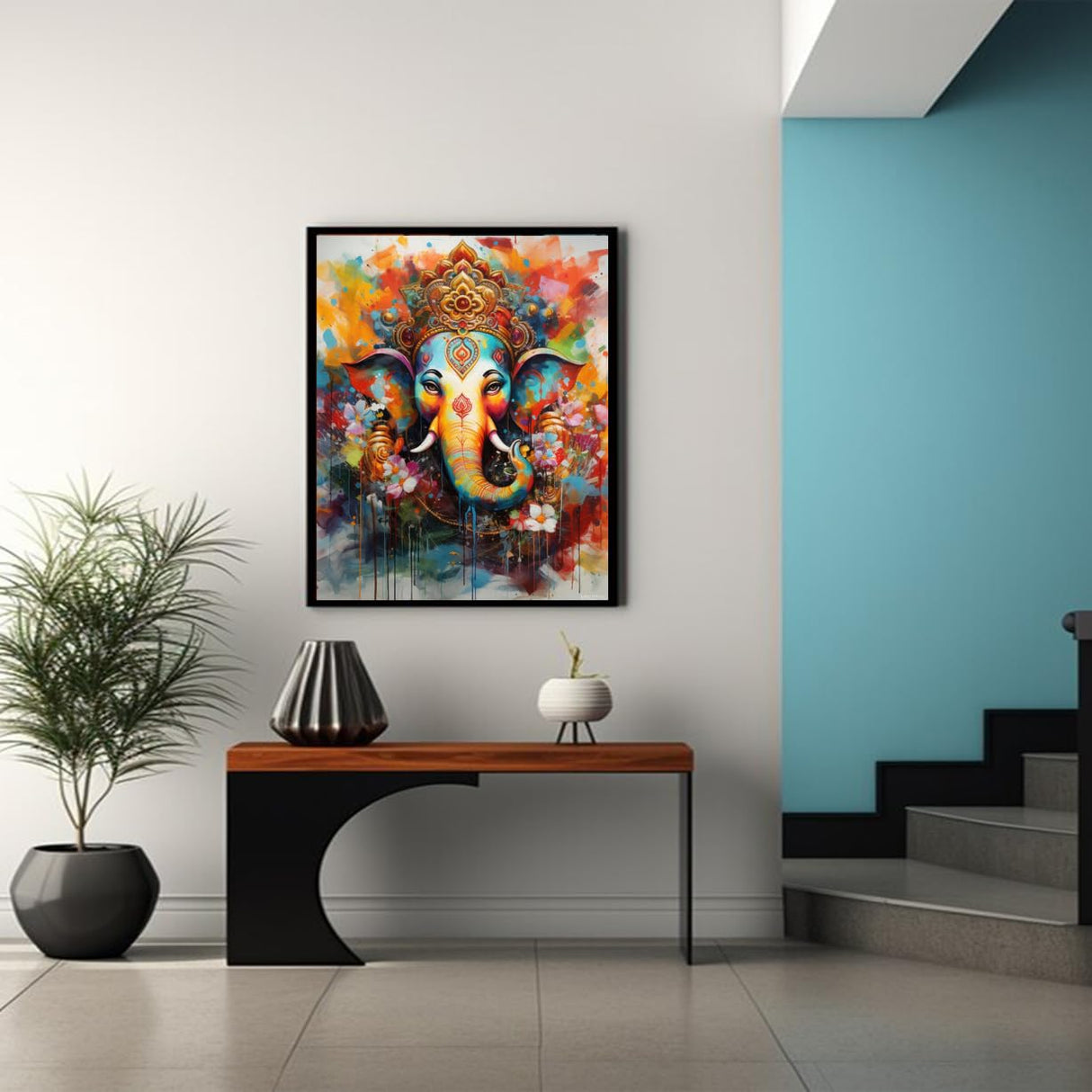 VNUIEHG Paint by Numbers Kit for Adults, Elephants Painting by Numbers, Majestic Elephants Adults Paint-by-Number Kits, Ganesha Adult Oil Painting Kits, 16X20 Inch Flameless VNUIEHG