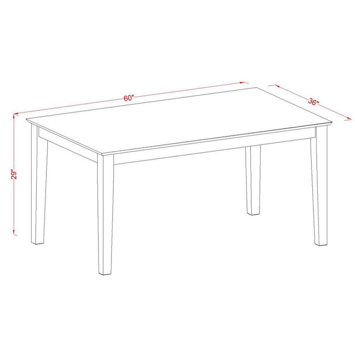 East West Furniture Capri 5 Piece Dining Set Includes a Rectangle Solid Wood Table and 4 Kitchen Room Chairs, 36x60 Inch, Oak East West Furniture