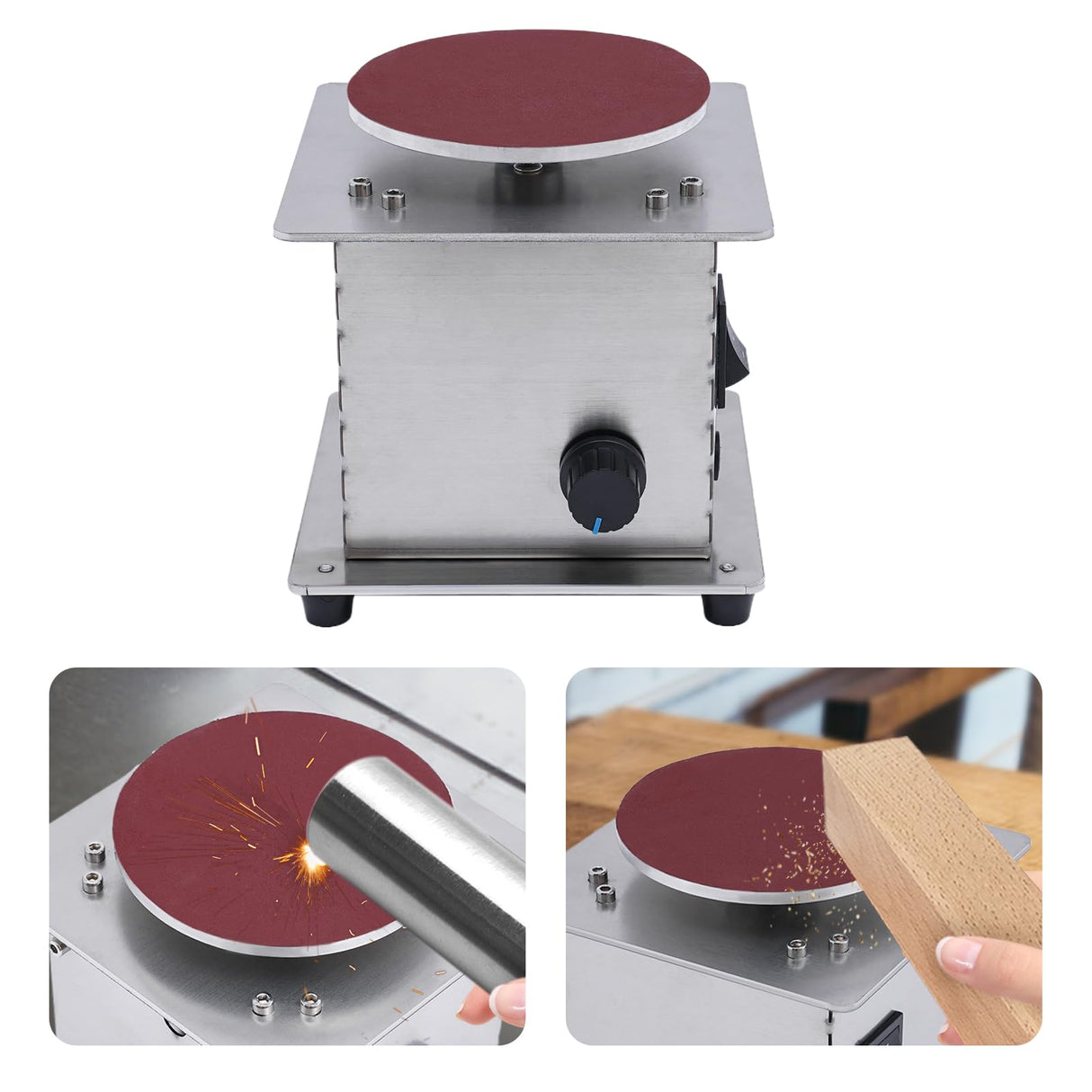 YIYIBYUS Mini Disc Sander Electric Small Sanding Disc Machine Polisher Edge Sharpener Tool Sanding Belt Machine for Wood Plastic Metal and Scissors Sanding 4 inch 6000RPM YIYIBYUS
