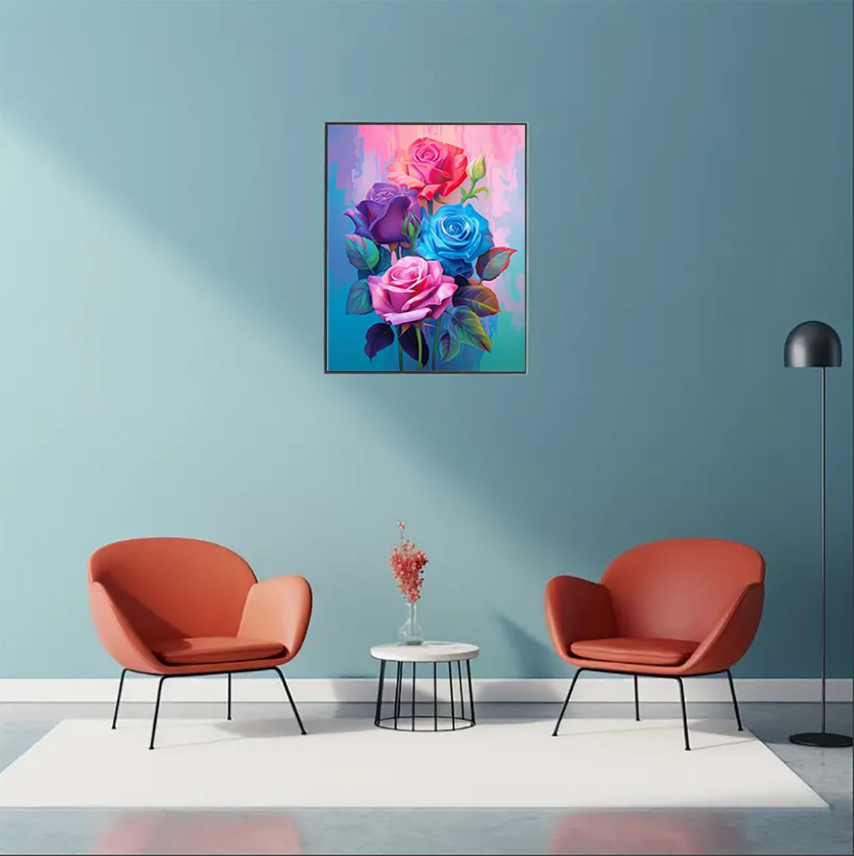 MaiMMaledy Paint by Numbers Kit for Adults Beginners Canvas Pictures with Framed Drawing Painting Acrylic Pigment with Wooden Triangle Easel Rose 8Wx12L inch MaiMMaledy