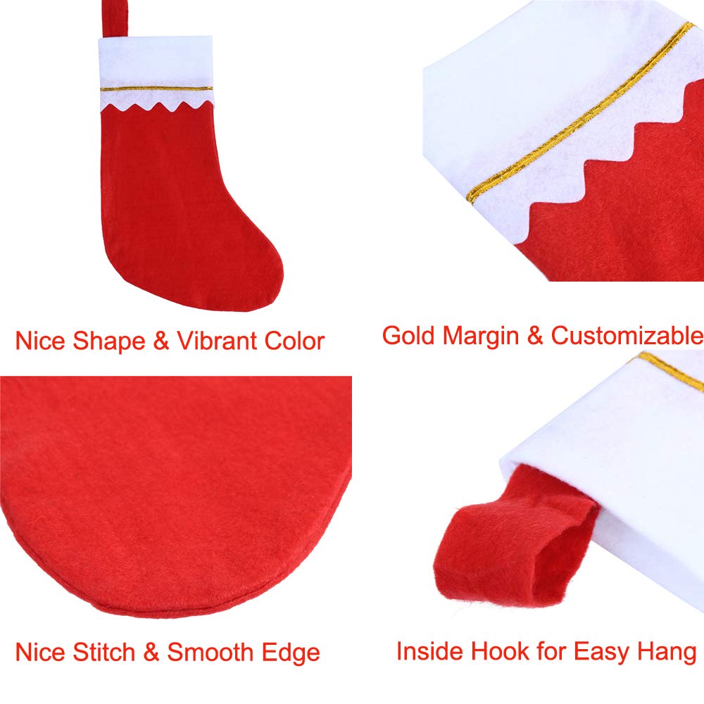 CCINEE 12pcs Red Felt Christmas Stockings 15" Party Favors Stockings for Xmas Decoration CCINEE