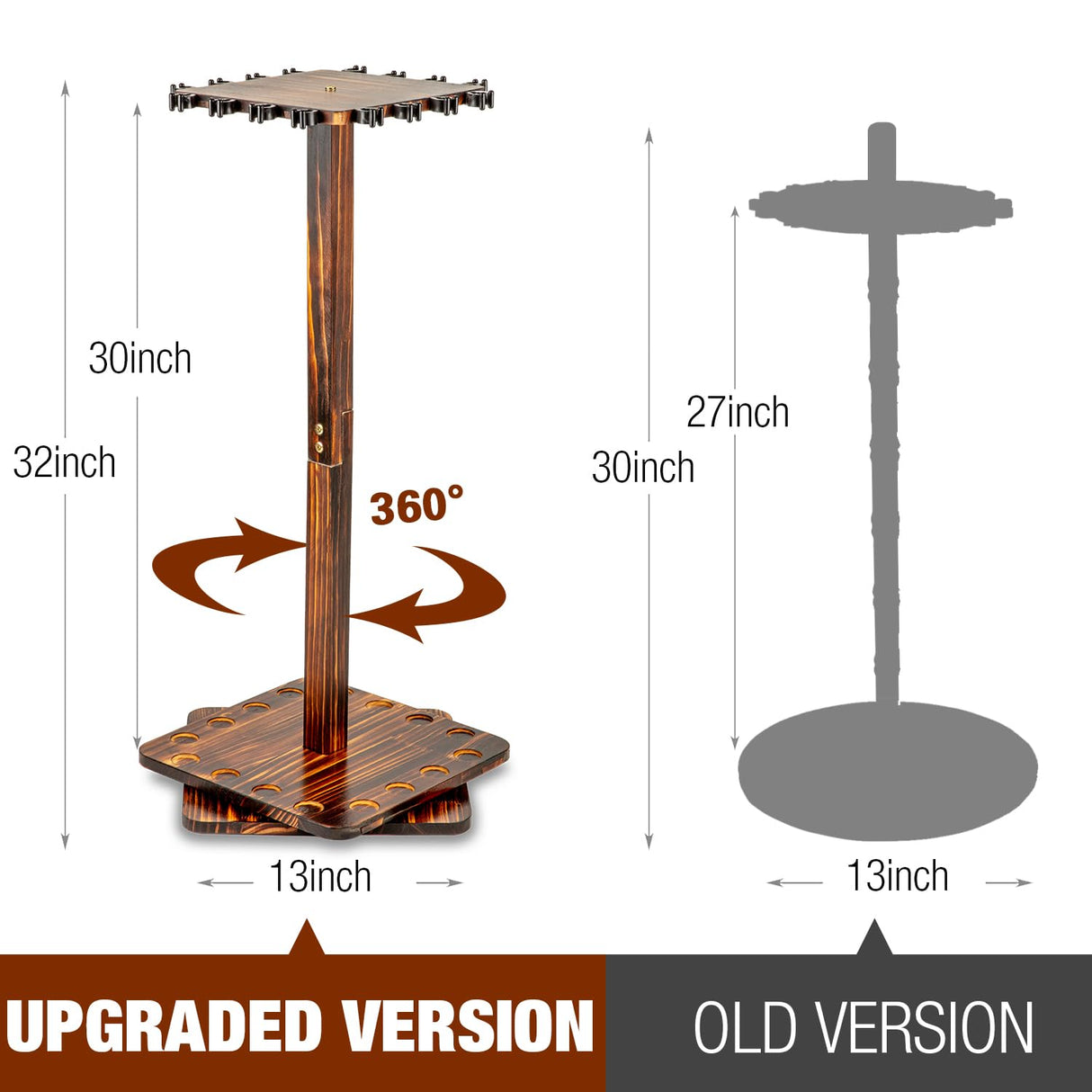 Ghosthorn Fishing Rod Holders for Garage 360 Degree Rotating Fishing Pole Rack, Floor Stand Holds up to 16 Rods Wood Fishing Gear Equipment Storage Organizer, Fishing Gifts for Men Women Ghosthorn