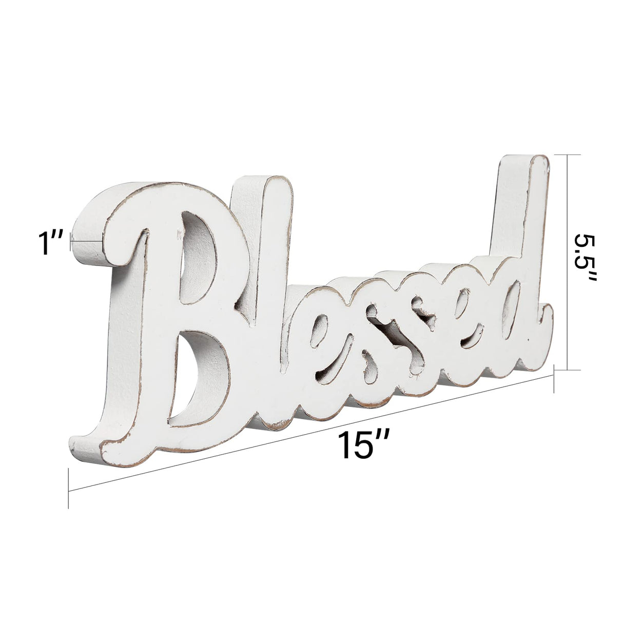 Sintosin Rustic White Wooden Blessed Sign for Tabletop 15", Wall Hanging Farmhouse Blessed Signs for Home Decor, Handmade Thanksgiving Signs Decor, Christmas Signs for Living Room Entryway Sintosin