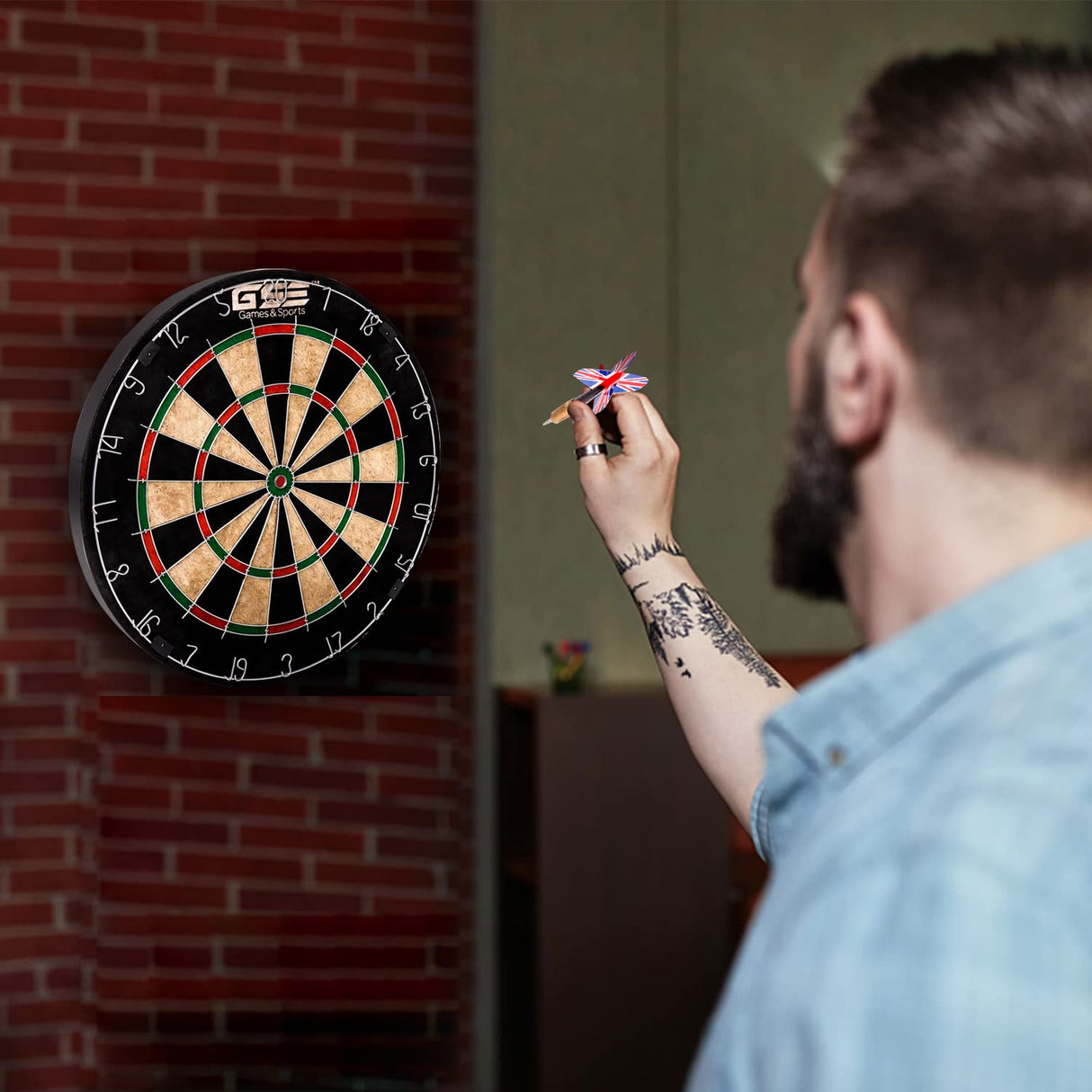 GSE 18" Bristle Dartboard Set with Self-Healing Sisal Fibers Board, Six 17 Grams Steel Tip Darts, Staple-Free Bullseye, Rotating Number Ring, Chalk & Dry Erase Scoreboard… GSE Games & Sports Expert