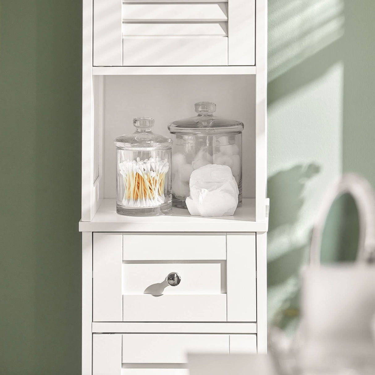 Haotian FRG236-W,White Tall Bathroom Storage Cabinet with Shelves and Drawers Haotian