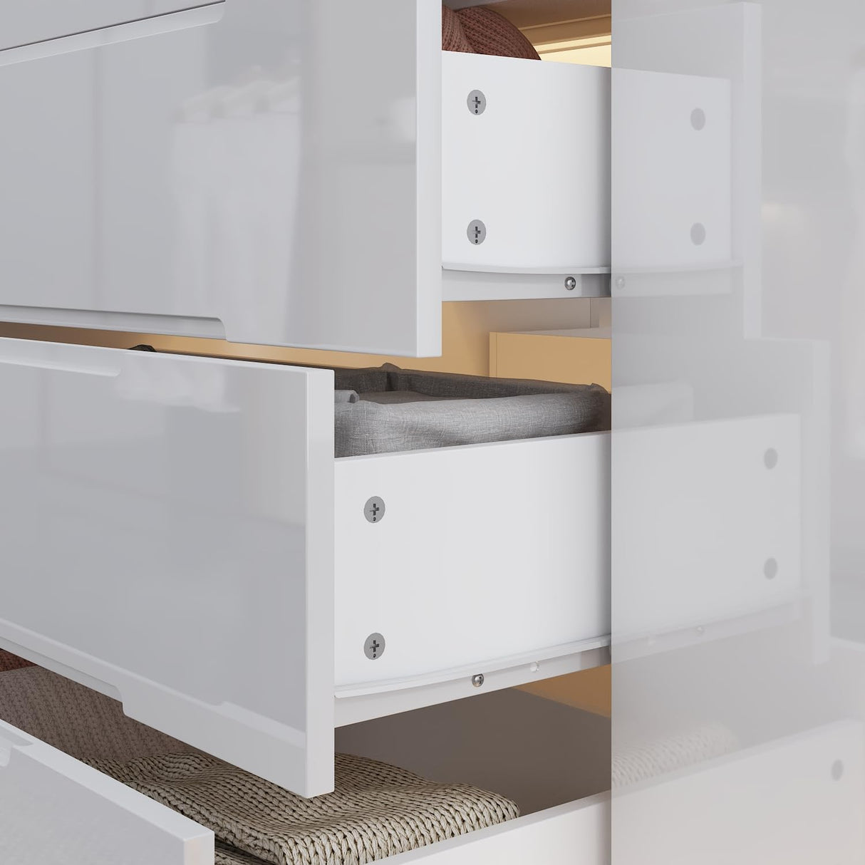 Homsee Armoire Bedroom Island with LED Light, Glass Tabletop & Storage Organizer, Wardrobe Closet Walk-in Island with 16 Drawers for Bedroom Shops, White Homsee