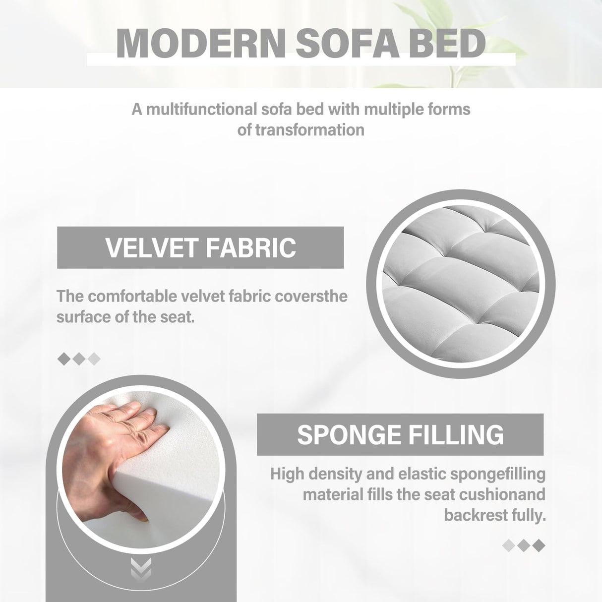 Convertible Sofa Bed,3-in-1 Velvet Sleeper Couch Pull-Out Bed,55'' Loveseat Sleeper Sofa Bed with Adjustable Backrest with 2 Pillows and Storage Bag & USB Port and Hidden Side Computer Table,Gray WIIS' IDEA