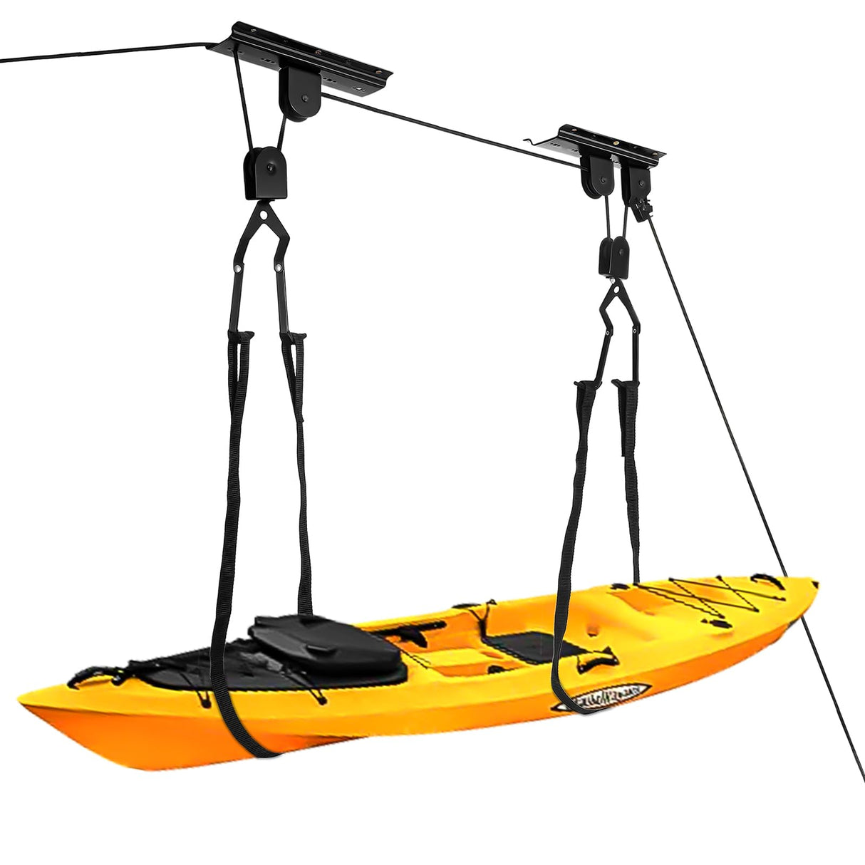 LIYYOO Garage Pulley Lift System, Ceiling Storage Hoist, For Cargo Box/Kayak/Bike/Ladders,Heavy Duty Holds 100 lbs, Fits 8-10 ft Tall Garage Ceilings LIYYOO