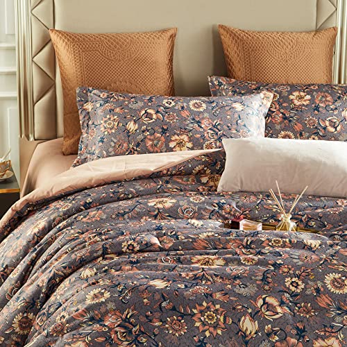 Cupocupa Duvet Cover Set;Duvet Cover Twin Bedding Set Fluffy Boho Duvet Cover Set Paisley Floral Bedding Collection Duvet Cover with Pillowcases Cupocupa
