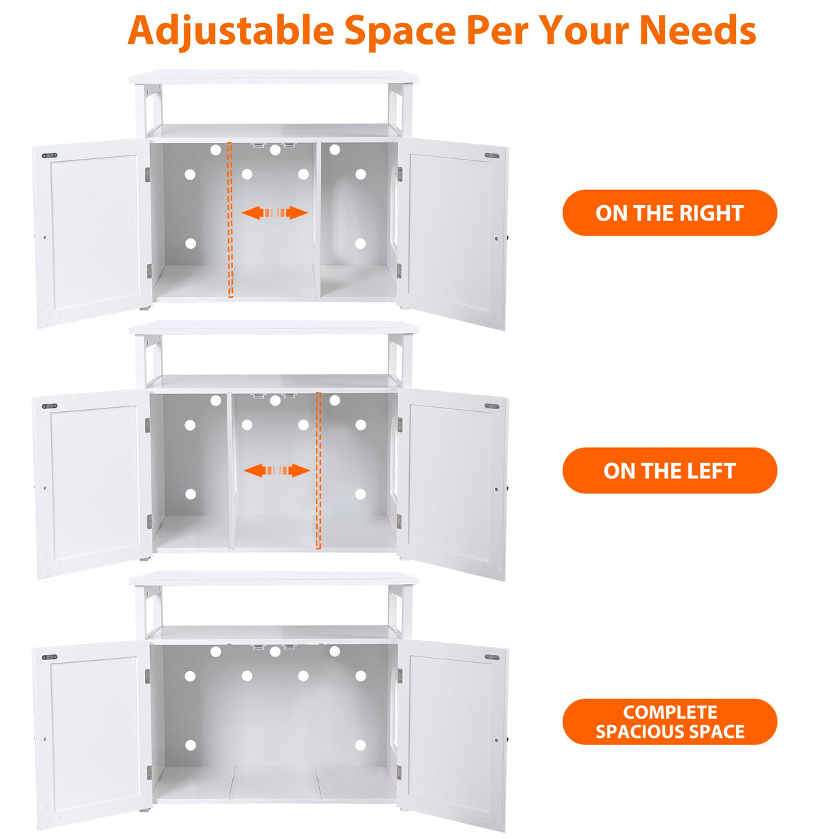 ZENY Cat Litter Box Enclosure, Cat Litter Box Furniture Hidden with Open Shelf, Wooden Cat Litter Cabinet with Divider, Indoor Cat Washroom Storage Bench, White ZENY