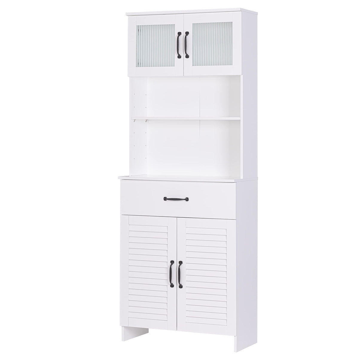 Spirich Tall Bathroom Storage Cabinet, Floor Storage Cabinet with Double Doors and Drawers, Freestanding Wood Cabinet for Bathroom, Living Room, Kitchen, Whtie Spirich