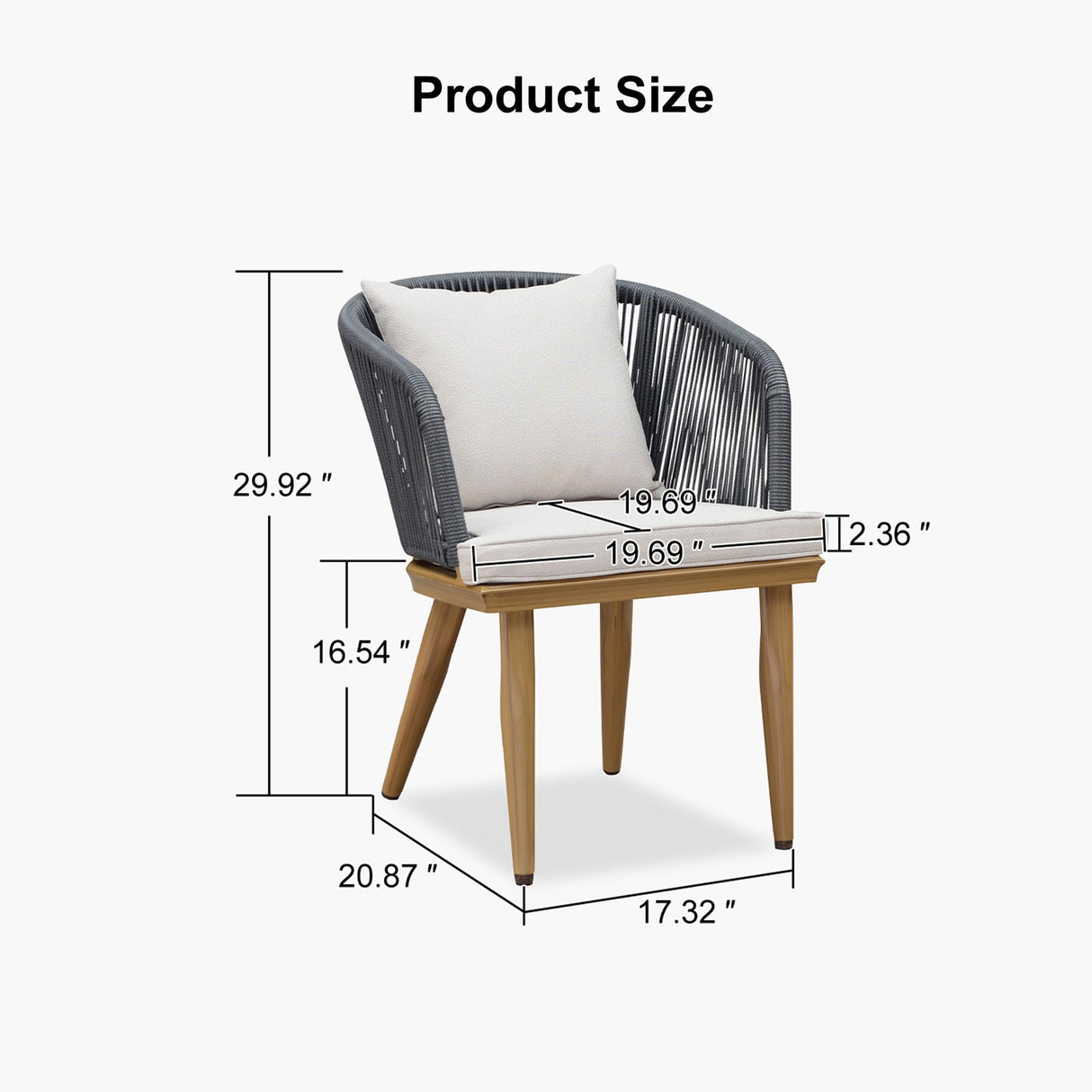 PURPLE LEAF Patio Dining Chair Set Modern Wicker Outdoor Furniture Seating for Garden Deck Kitchen Backyard 2 Pieces Aluminum Bistro Set, Cushions and Pillows Included PURPLE LEAF