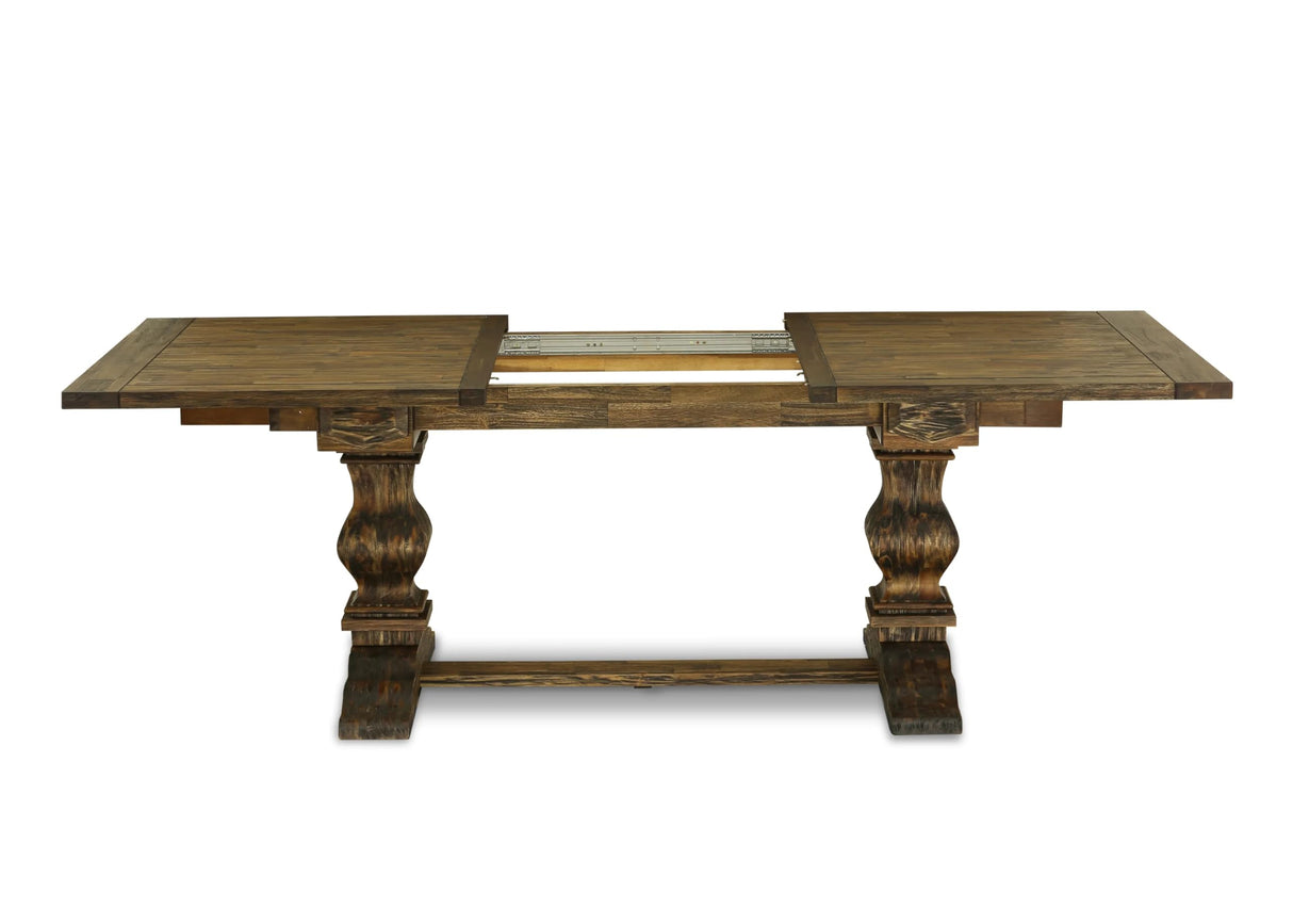 East West Furniture LAAS9-07-T25 9 Piece Table Set Consists A Wood Dining Table and 8 Black Textured Polyester Fabric Parson Dining Chairs, Distressed Jacobean East West Furniture