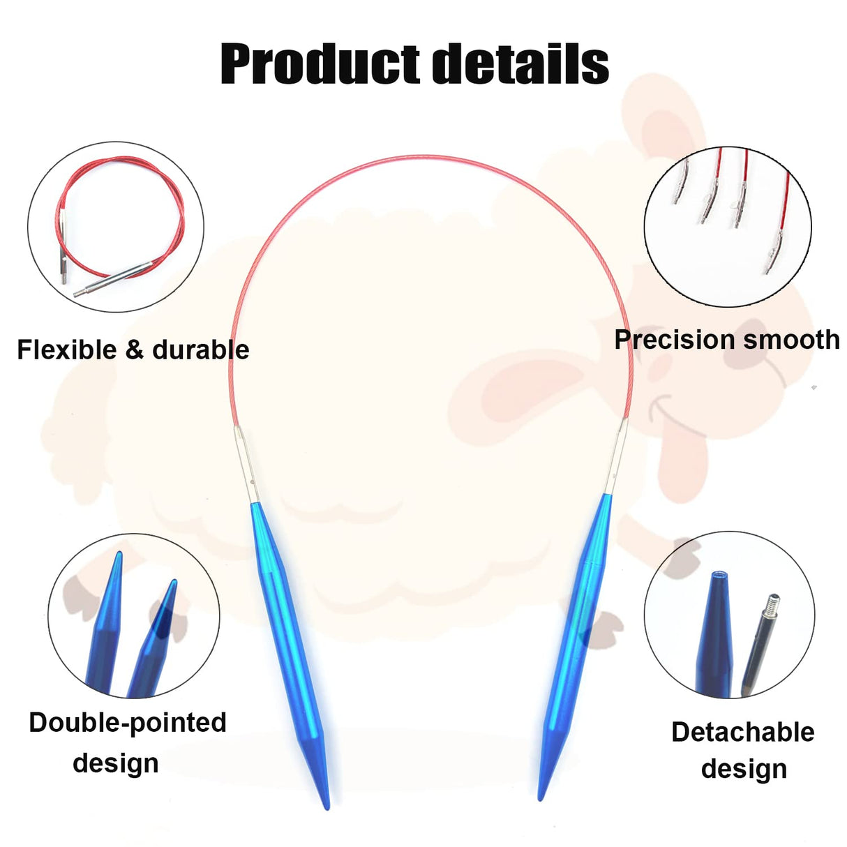 Weabetfu 60pcs Interchangeable Circular Knitting Needles Set with Case 13 Pairs of Aluminum Circular Knitting Needle for Handmade DIY Knitting with Knitting Accessories,(2.75mm-10mm) Weabetfu