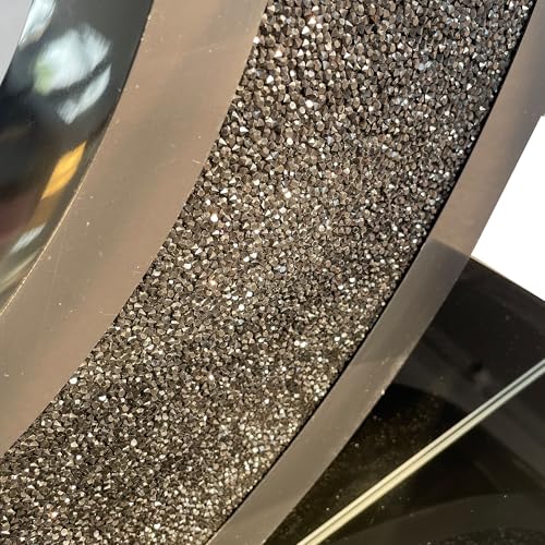 42.91" Mirrored Console Table with Crushed Diamond Inlay, Long Entryway Sofa Table with C-Shaped Base Modern Accent Narrow Tables for Living Room Hallway Foyer Entrance Black JIJIWANG