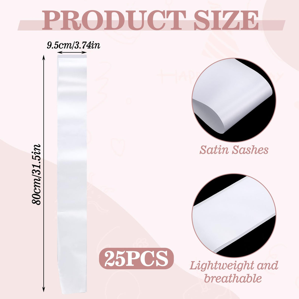 25 Pcs White Sashes Blank Satin Sash Blank Sashes for Pageants Sublimation Plain 2025 Senior Sash Blanks Sash to Decorate White Sash Birthday Sash for Women Homecoming Beauty Pageant Prom Party Decor DIVINA VITAE