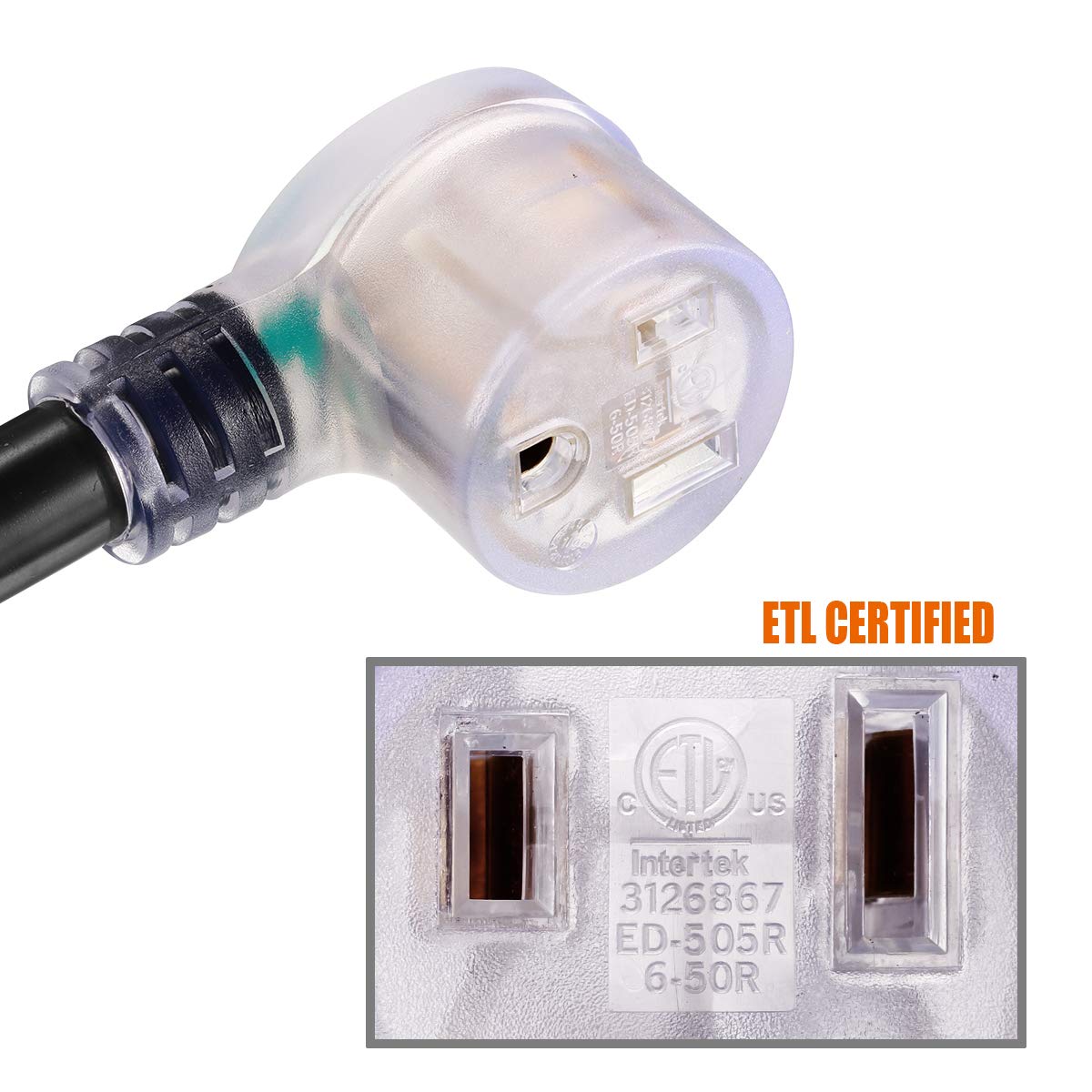 Miady 25ft 50AMP Welder Extension Cord, 8 Gauge Heavy Duty Industrial NEMA 6-50 Welding Machine Cord with Lighted End, ETL Approved Miady