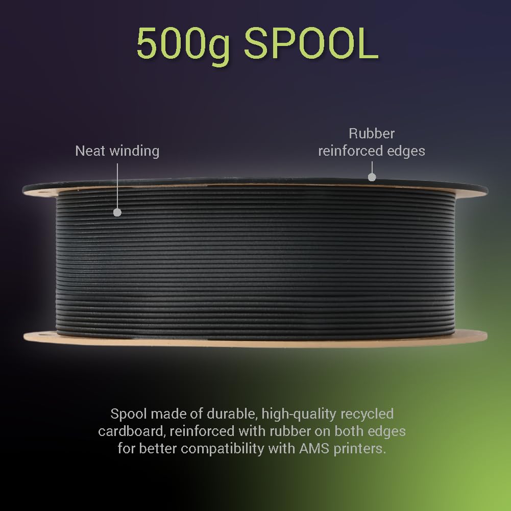 Polymaker Fiberon PA612-CF Carbon Fiber Nylon Filament 1.75mm Black 0.5kg, Fiberon PA612-CF Strong & Low Moisture Sensitive Nylon 1.75mm 3D Printing Filament POLYMAKER