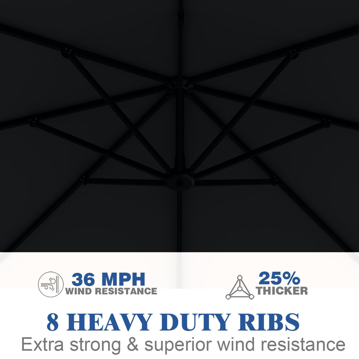 AreShark 7 Piece Patio Dining Set with 11ft Patio Umbrella (Black), 7 Gray Outdoor HDPE Dining Set with 6 Chairs + 1 Large Table with 2" Umbrella Hole, for Market, Pool, Garden, Backyard, Deck AreShark