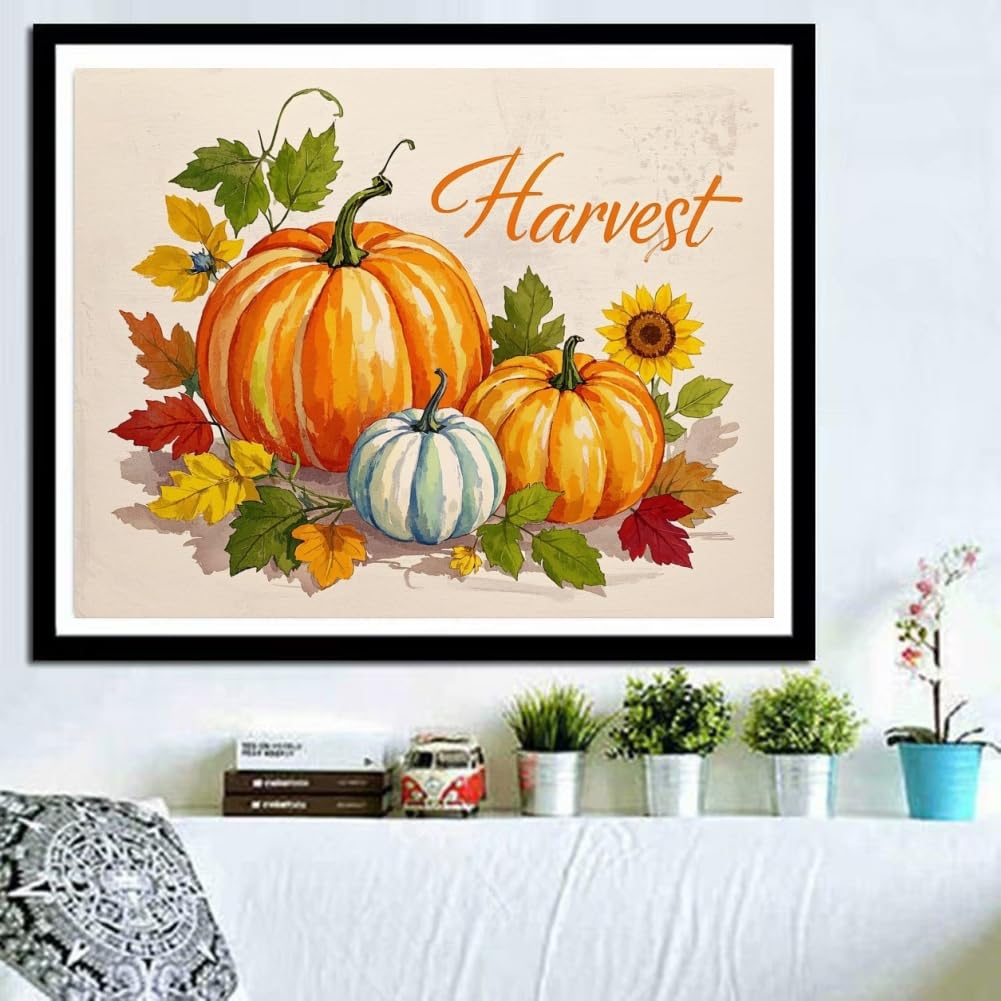 ACANDYL Halloween DIY Paint by Numbers Kit for Adults Beginner Paint by Number for Adults Fall Pumpkin Canvas Painting by Number DIY Acrylic Oil Painting on Canvas Arts Craft Decoration 16x20 inch ACANDYL