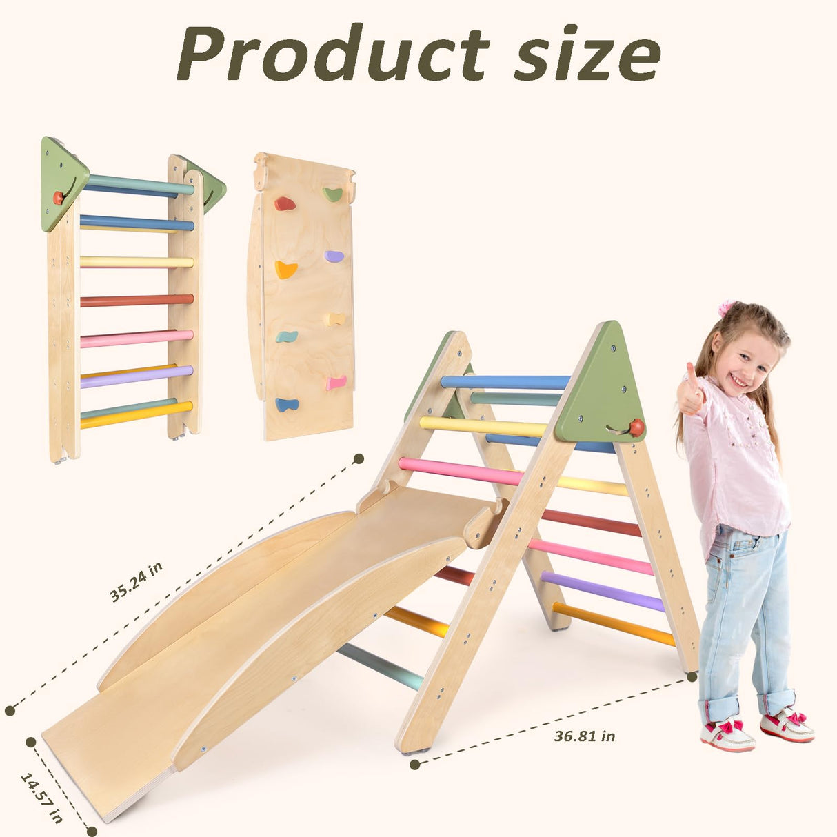 aiwo Pikler Triangle Set 5in1 Montessori Toddler Climbing Toys Indoor, Climbing Toys for Toddlers 1-3 Inside, Baby Climbing Gym Toddler Climber Indoor Playground aiwo