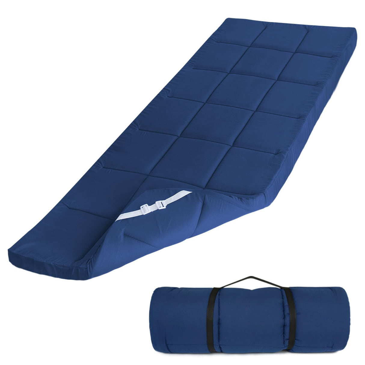 Cot Mattress Topper (Improved Thickness), Quilted Cot Pads for Camping, Soft Comfortable Sleeping Cot Mattress Pad Only, Camping Mattress Pad 75"x30" for Camp Cot/Rv Bunk/Narrow Twin Beds, Navy SPRINGSPIRIT