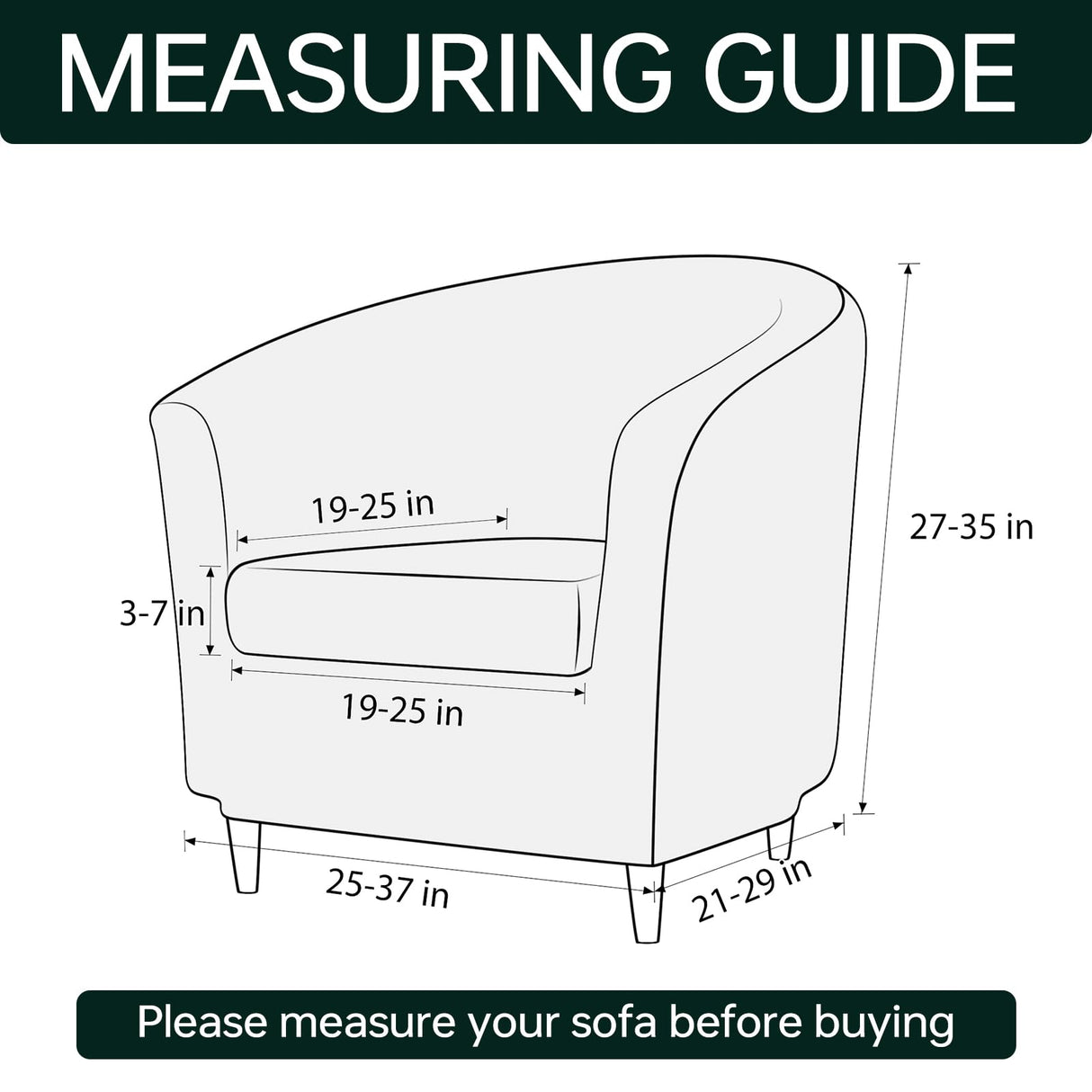 Deisy Dee 2 Piece Velvet Club Chair Slipcover Tub Chair Slipcovers Stretch Barrel Chair Covers Accent Chair Cover Removable Couch Furniture Protector Arm Chair Cover for Living Room (Kelly) Deisy Dee