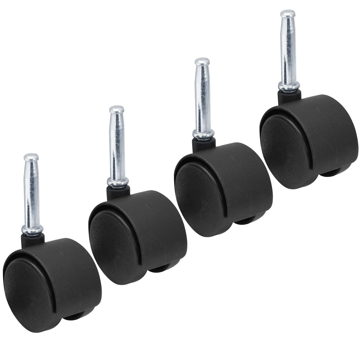 suiwotin 4pcs 1.5 Inch Swivel Caster Wheels, M8 Grip Neck Stem Caster Wheels, Heavy Duty Casters, Black Nylon Wheels Replacement for Furniture, Table, Cabinet, Shelf suiwotin