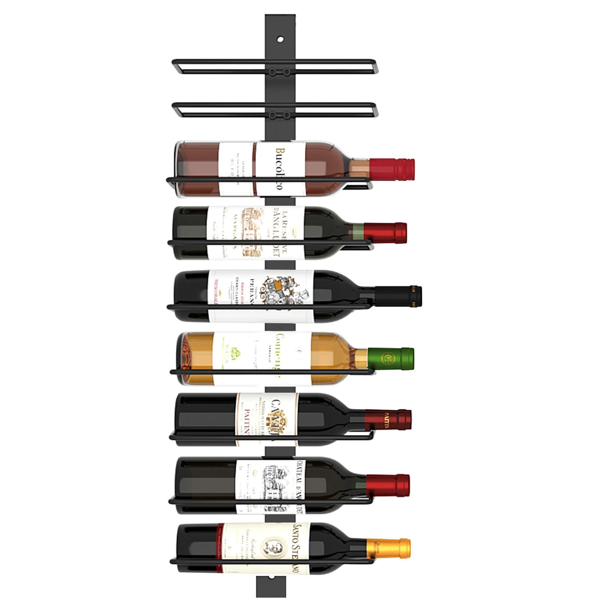 C&AHOME Wall Mounted Wine Rack, 9 Bottle Wall Mounted Wine Rack, Adjustable and Separable Metal Hanging Wine Bottle Holder, Freely Wall Wine Rack for Kitchen Pantry Bar Wine (1) C&AHOME