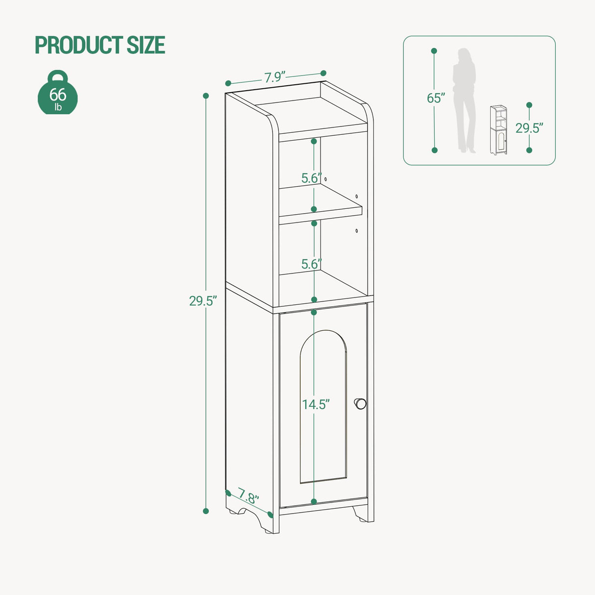 Hzuaneri Bathroom Storage Cabinet, Corner Floor Cabinet with Doors and Adjustable Shelf, Narrow Toilet Paper Cabinet, Bathroom Organizer for Small Spaces, White BC19703X Hzuaneri