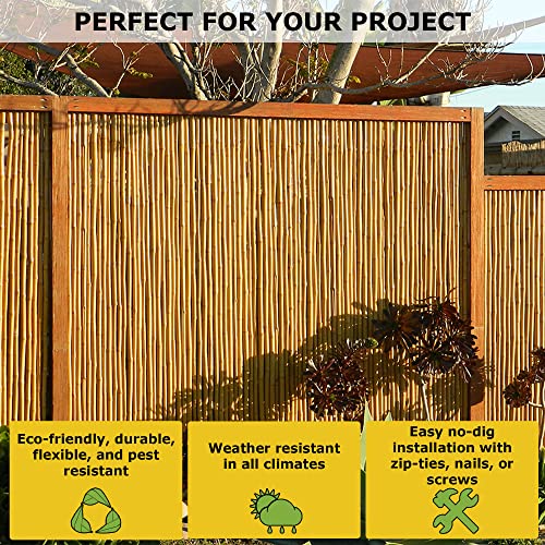 Backyard X-Scapes Natural Bamboo Fencing Decorative Rolled Fence Panel 0.75 in D x 3 ft H x 8 ft L Backyard X-Scapes