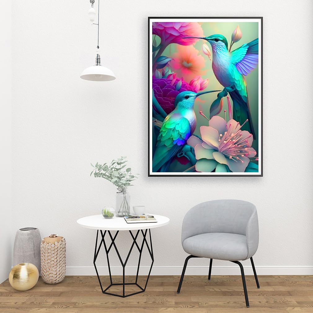 Amzdiyfun Beautiful Hummingbird Paint by Numbers Kit for Adults,Flowers Adults' Paint-by-Number Kits on Canvas,Easy Paint by Numbers for Beginners,Home Wall Decor,16x20Inch. Amzdiyfun