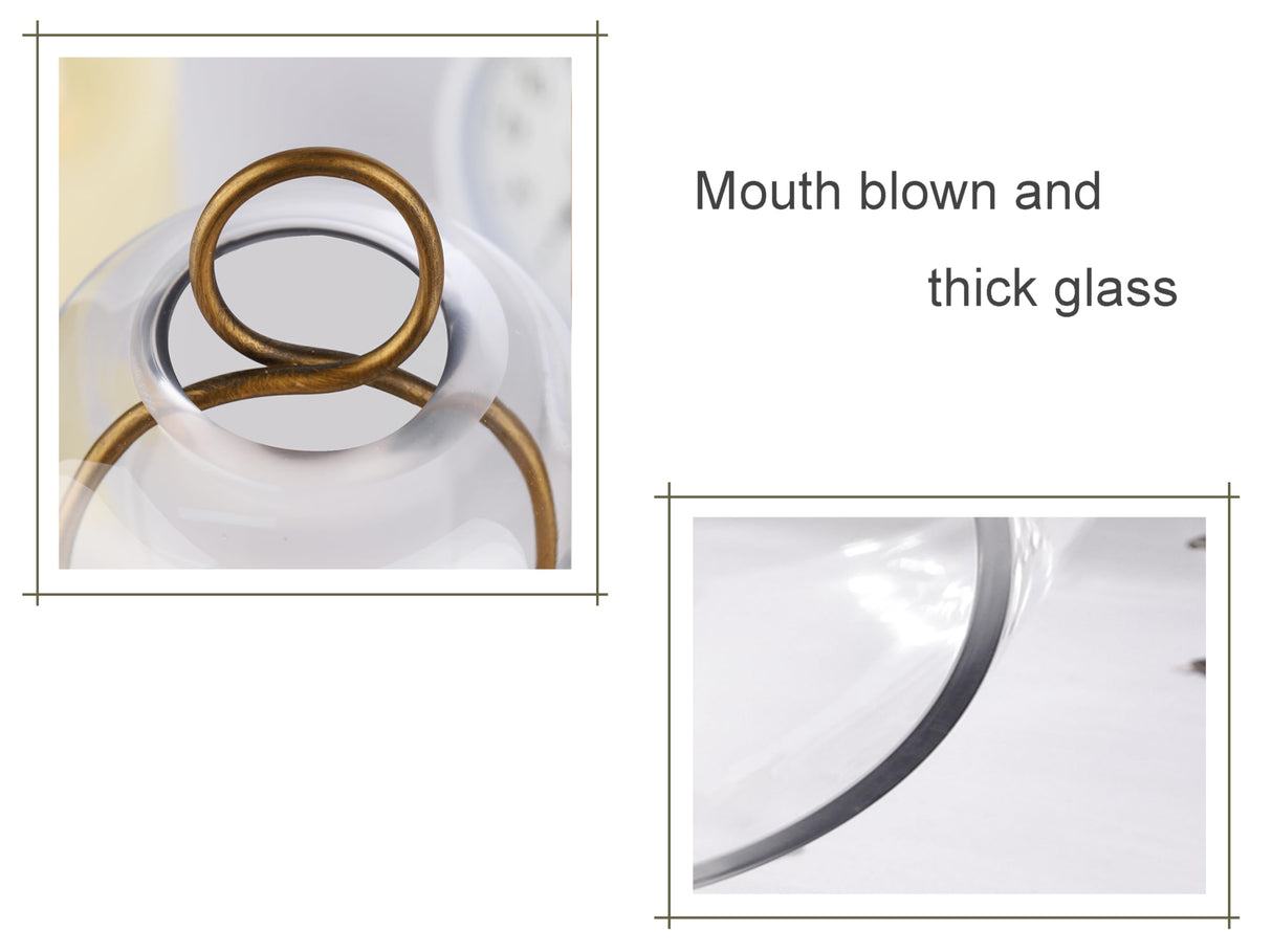 5" & 4" Wide Versatile Metal Candle Holder with Handmade Sturdy Glass Dome in Brass for Pillar Candle & Plants, 5.1" xH11.8 4" xH7.5, Industrial, Farmhouse, Shabby Chic. (2, Brass, Large & Small) WoodArtSupply