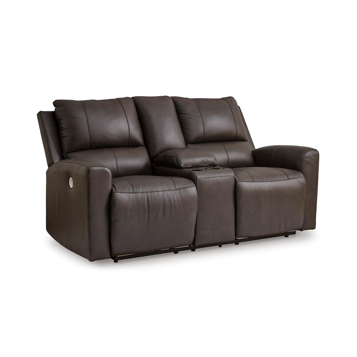 Signature Design by Ashley Boxmere Modern Leather Match Power Reclining Loveseat with Console and USB Ports, Dark Brown Signature Design by Ashley